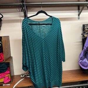 Lane Bryant Green/Black Striped Top, size 26/28